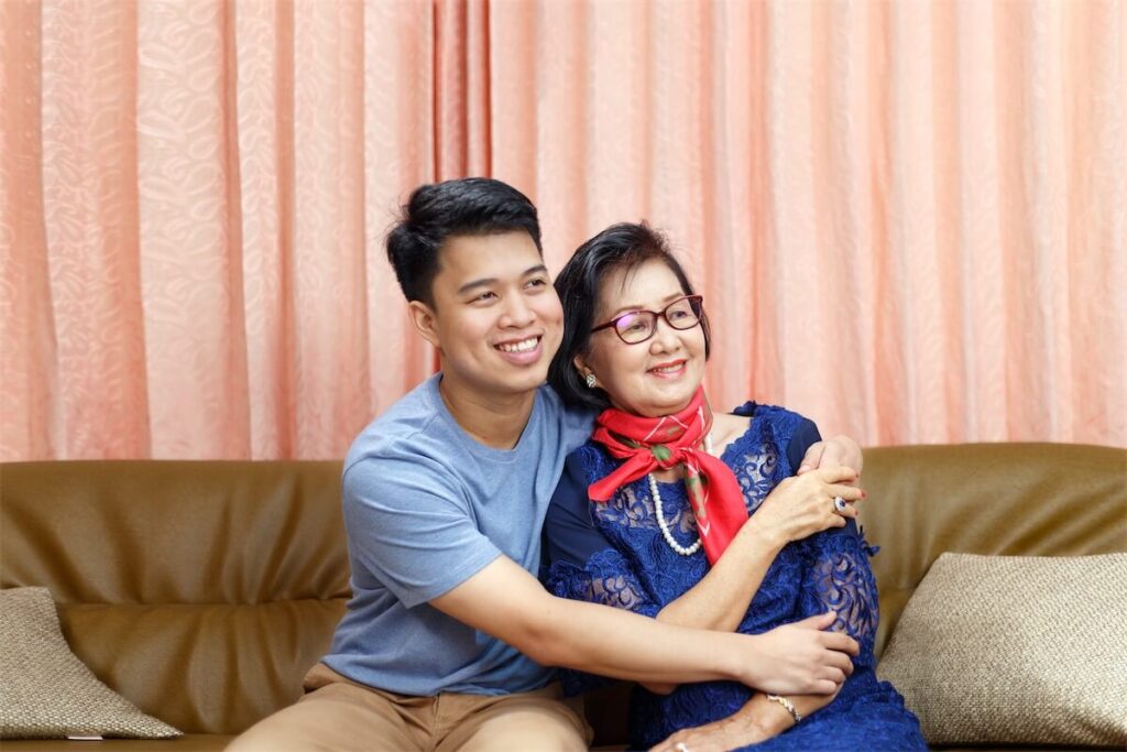 Mother and son staying together in an HDB flat in Singapore